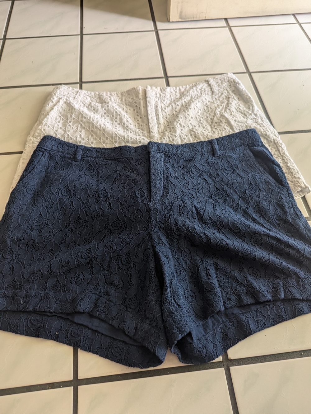 Lot Of 2 Lace Overlay Women's Shorts - Navy and White